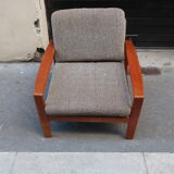 Scandinavian armchair in teak and fabric of the 60s