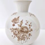 Vase en céramique ivoire et détails floraux marron par Rosenthal, Italie
