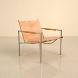 Pair of "SZ02" armchairs in natural beige leather by Martin Visser for Spectru