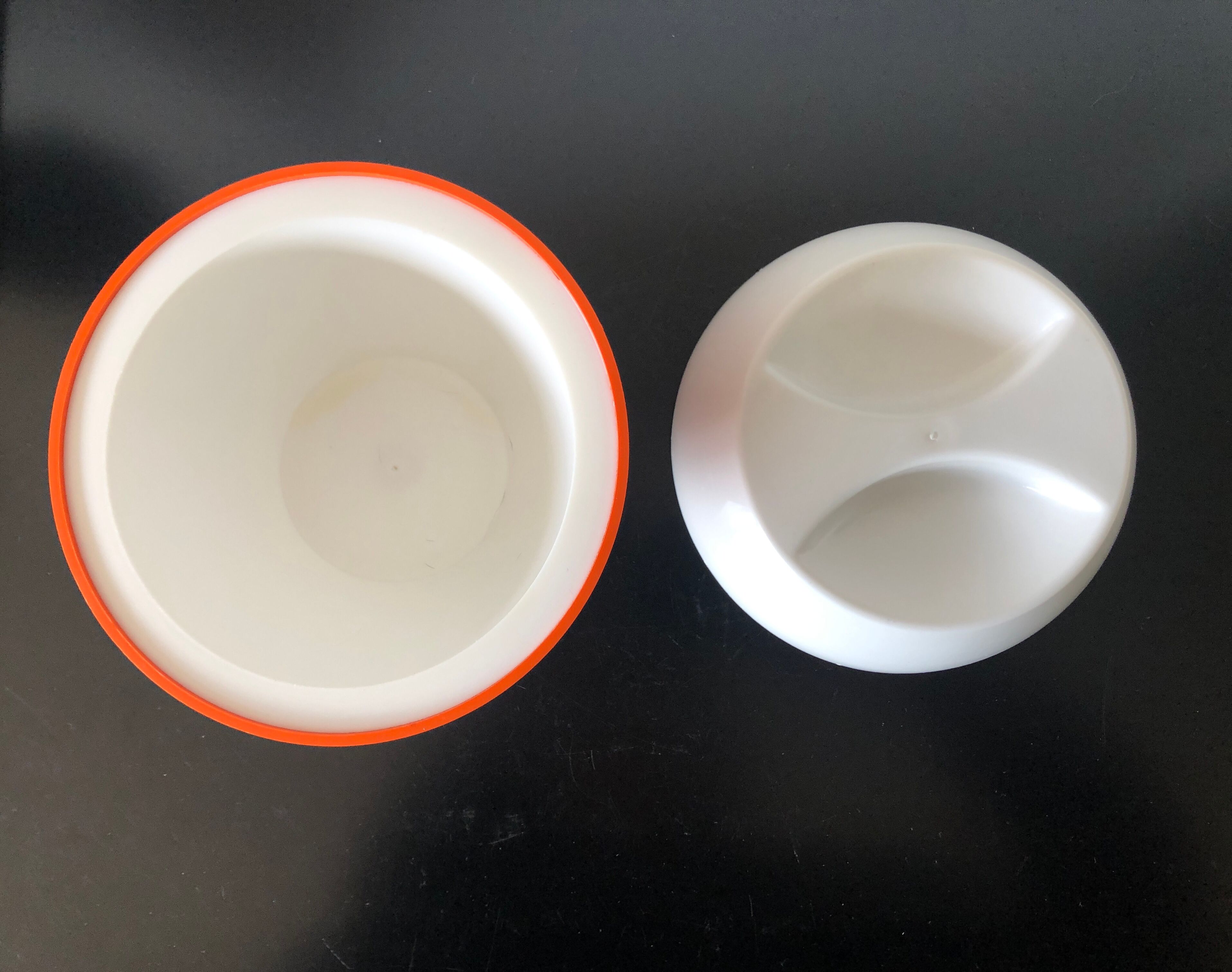 White and orange ice cube tray 1970s