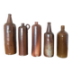 Set of 5 antique glazed stoneware bottles
