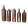 Set of 5 antique glazed stoneware bottles