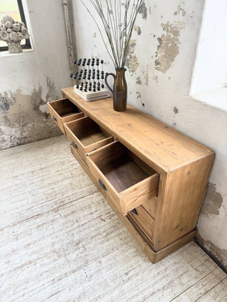 Pine craft cabinet with drawers