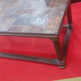 Table basse plateau carreau pierre nature pieds acier art deco