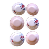 6 mismatched pink deep plates Digoin Badonviller Art Deco