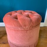 Pink velvet ottoman