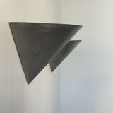 Pair of vintage conical wall lights, brushed metal, France 1970.