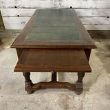 Double-sided desk with leather top