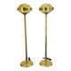 Pair of Brass and Amber Glass Floor Lamps from Kamenický Šenov, 1970s