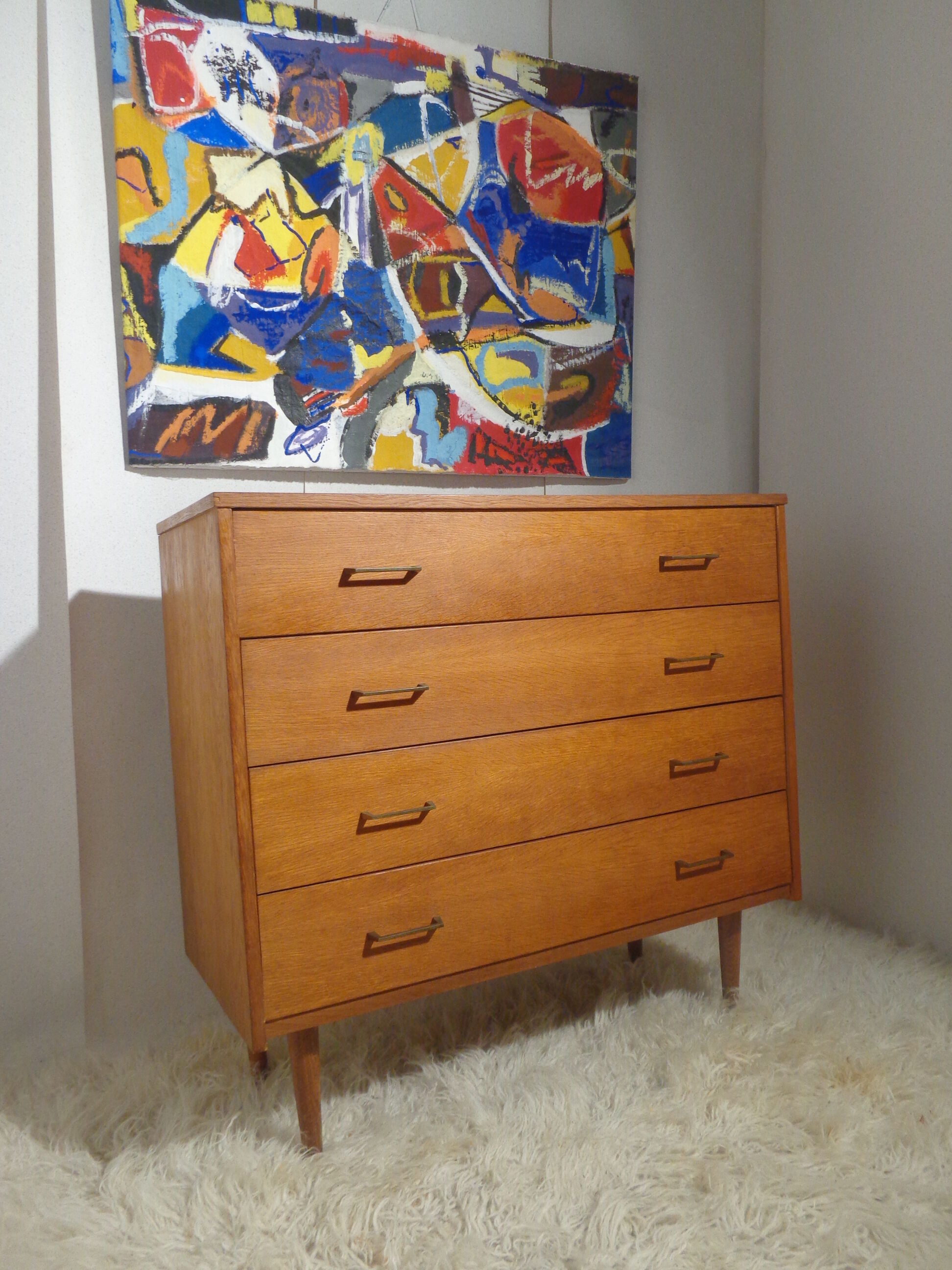 Chest of drawers vintage from the 60s in light wood
