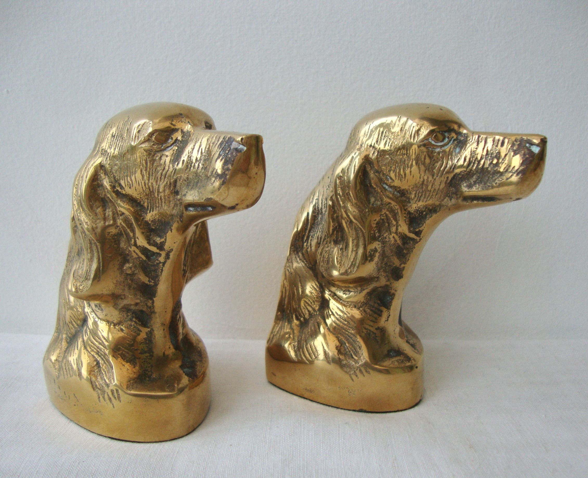 Brass cockers dog bookends