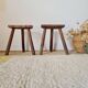 Pair of tripod wooden stools - brutalist look