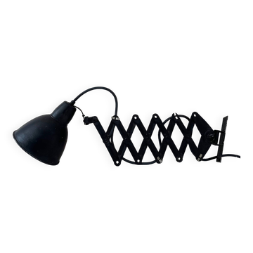Vintage wall lamp gdr, architect lamp, work lamp metal black, industrial design