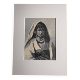 Old orientalist engraving - Gustav Richter - Late 19th century