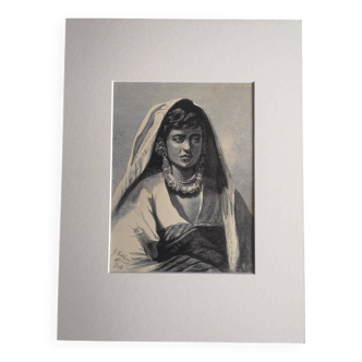 Old orientalist engraving - Gustav Richter - Late 19th century