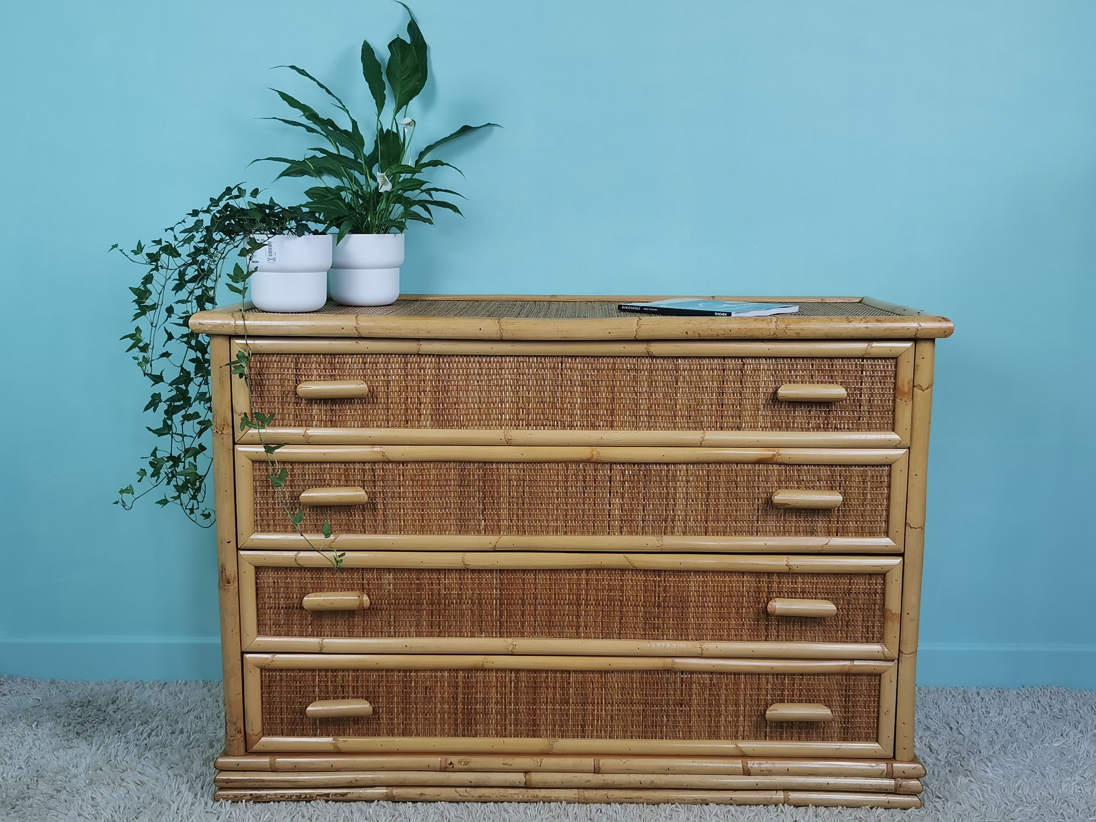 Rattan and bamboo dresser
