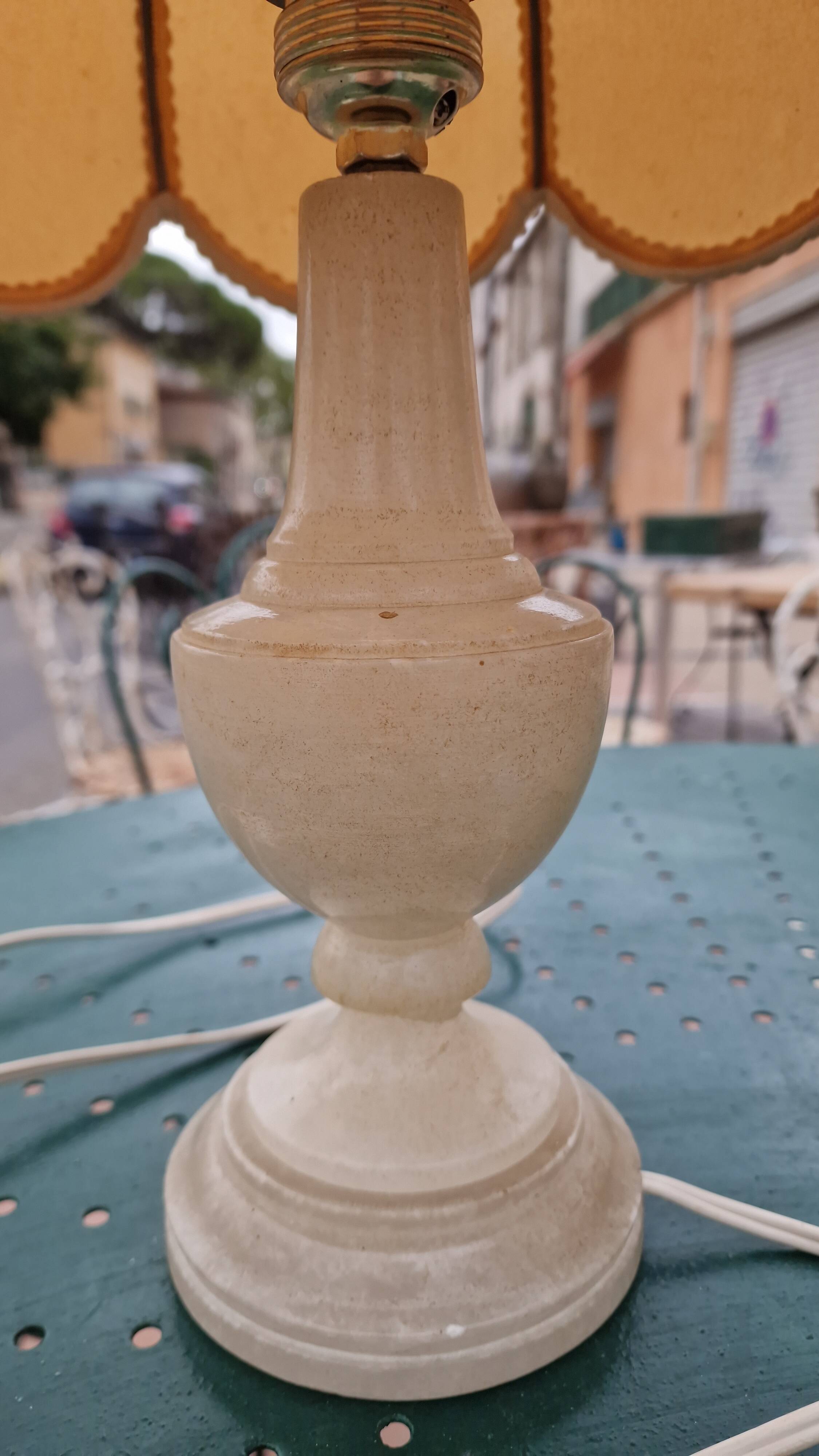 Vintage bedside lamp with scalloped shade