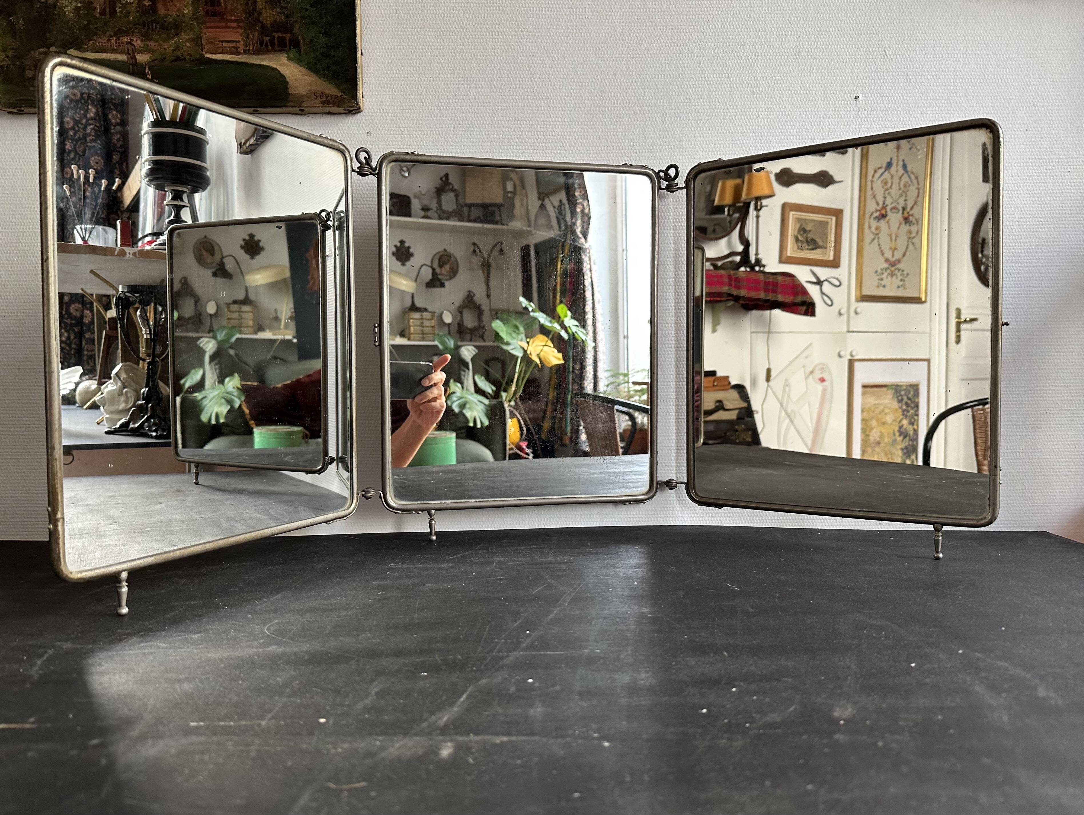Art Deco triptych mirror, for table or wall mounting, 1900
