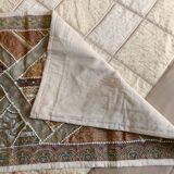 Wall hanging decoration in fabrics, embroidery and pearls