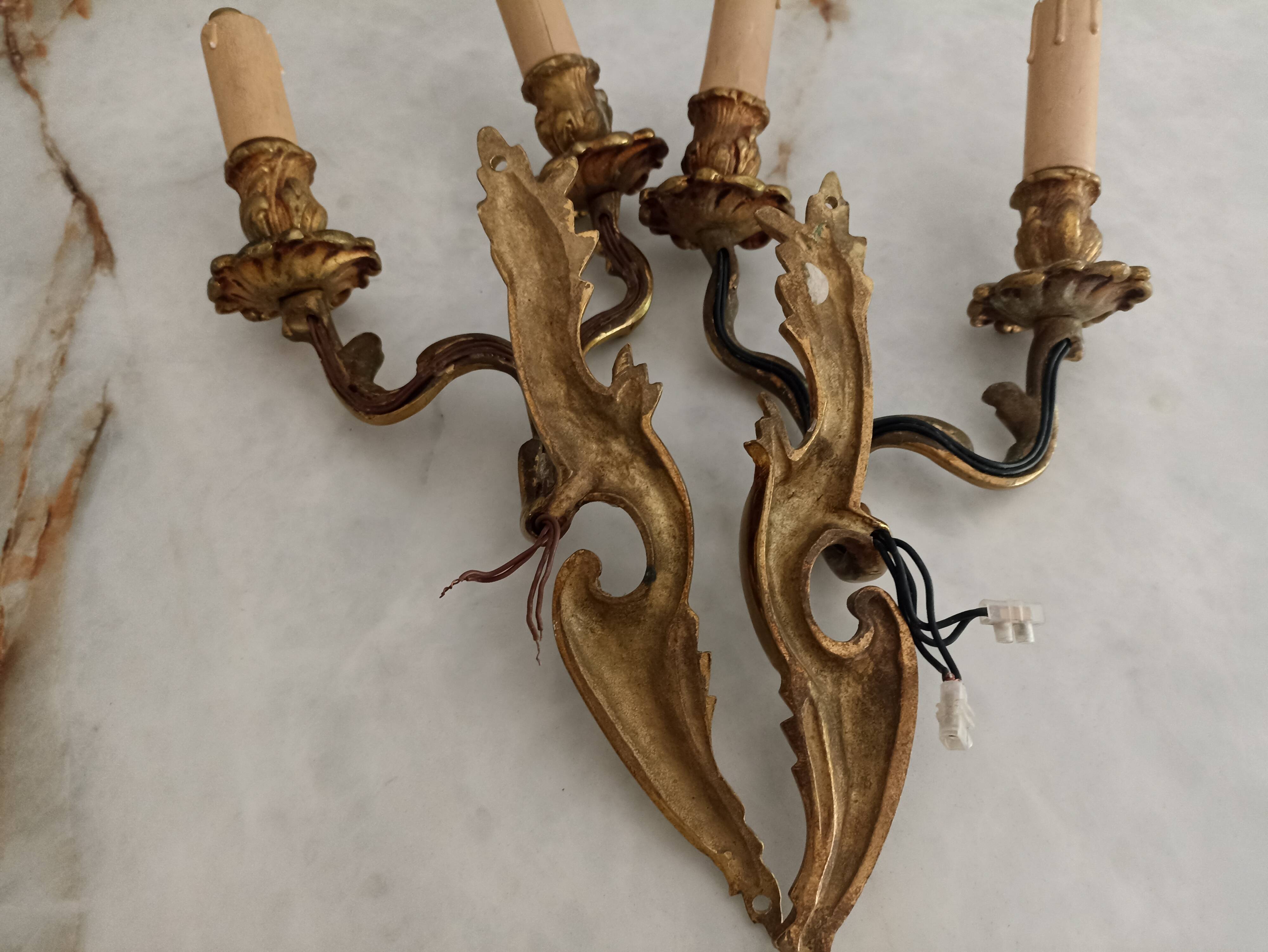 Brass candlestick wall lamps