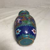 Vase cloisonné métal dessins fleurs émaillés décoration vintage #3
