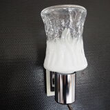 Torch type wall lamp in transparent and white glass