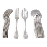 Christofle Cluny, 8 table settings, 16 pieces of silver-plated metal, in excellent condition.