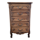 Antique chest of drawers with 5 solid wood drawers (Louis XV style)