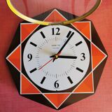 Vintage formica clock silent octagonal wall pendulum "Star chocolate orange"