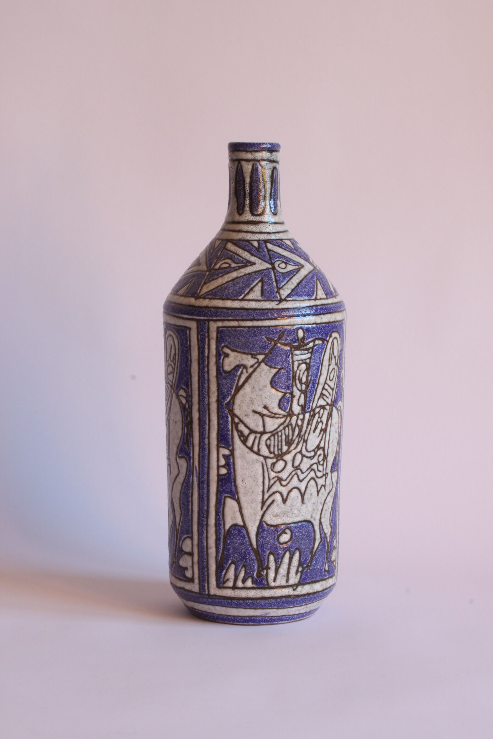 Abstract Sgraffito Bottle by Fratelli Fanciullacci, Italy, 1950s