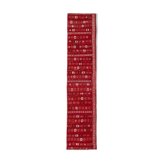Red turkish kilim runner rug 1'11" x 8'9"