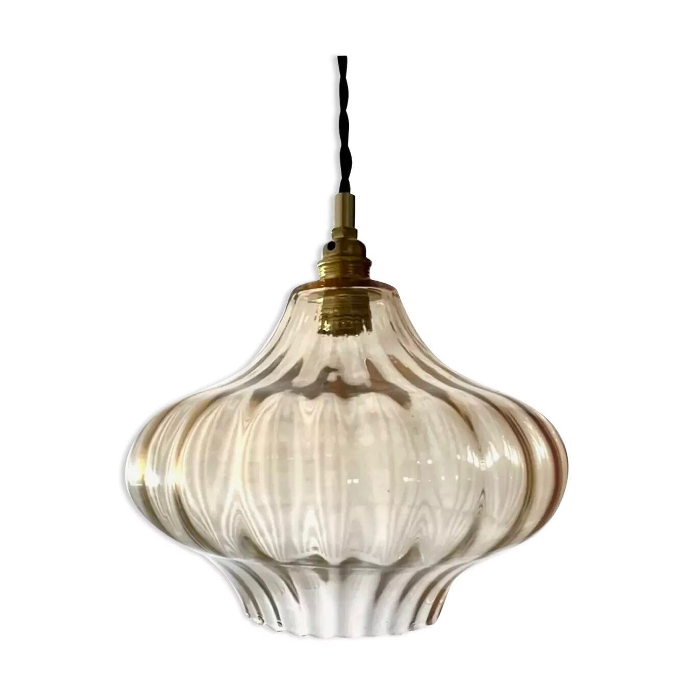 Suspension vintage en verre doré