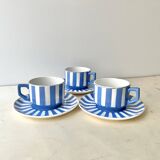 Set of 3 FOX TROTT coffee cups from Sarreguemines, 1930s, Art Deco service.