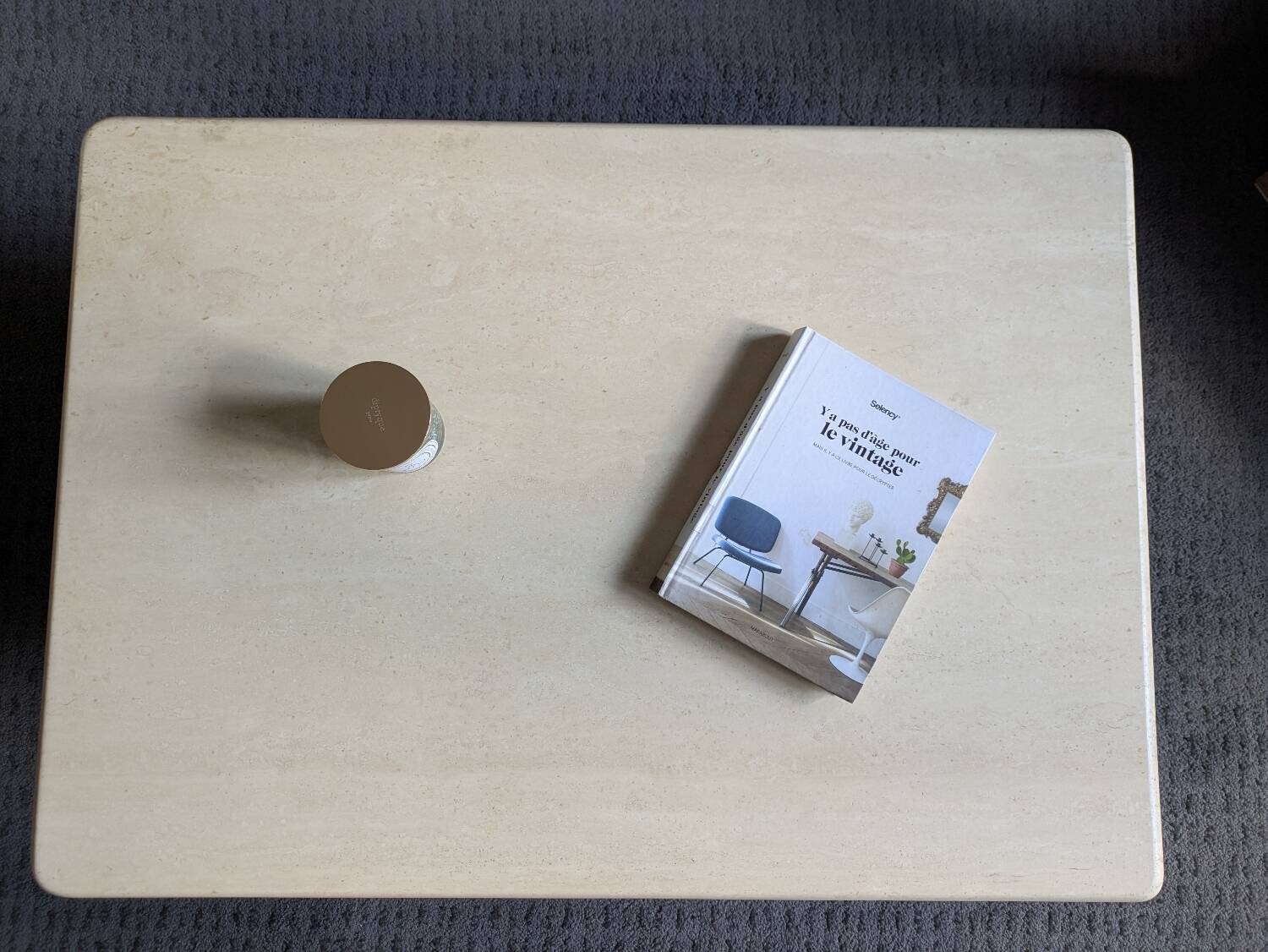 Vintage coffee table in travertine