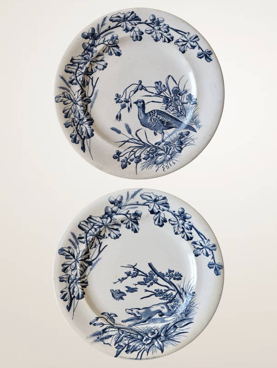 Pair of plates J.S. and Co. Terre de Fer "Hunt"