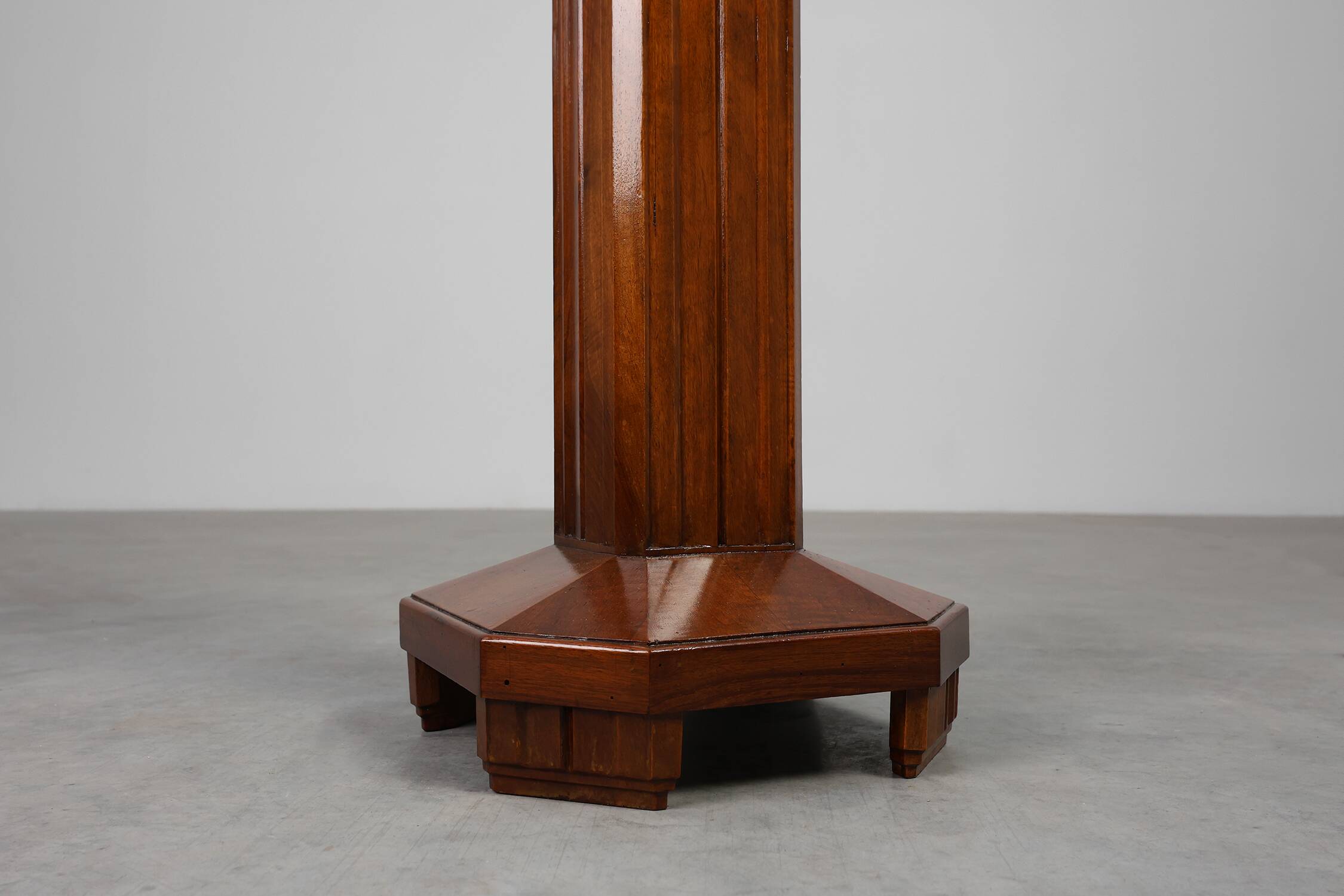 Oak & Marble large Art Deco pedestal, France 1920s