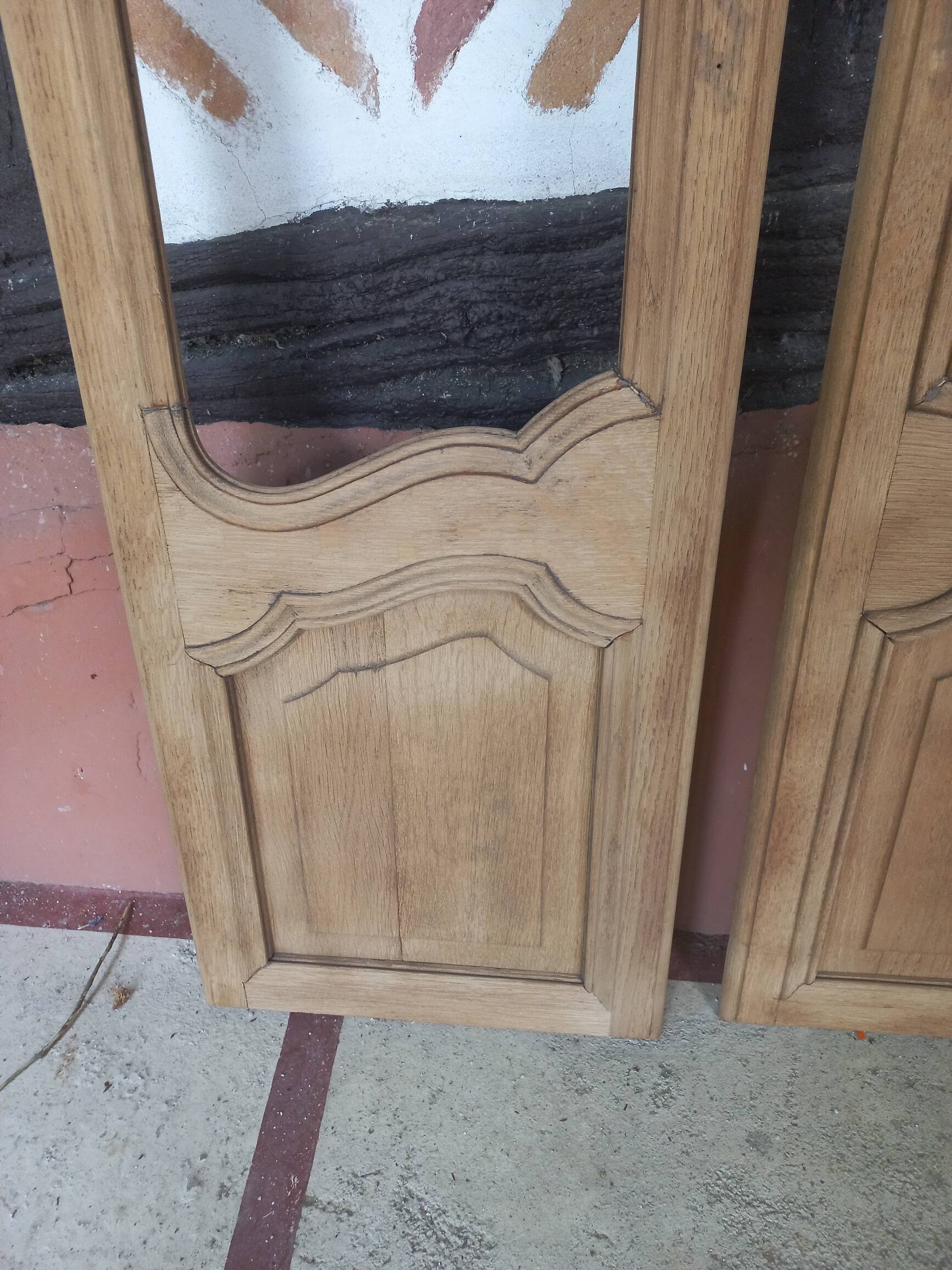 Pair of solid oak doors with a sanded finish.