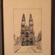 Pen drawing ink cathedral of Tours dated signed Talbot