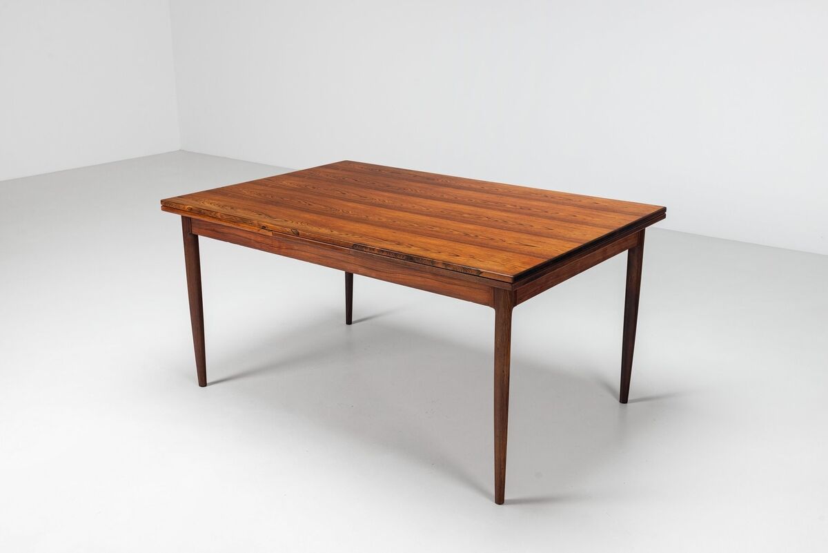 Niels Otto Moller large extendable dining table rosewood Denmark 1960