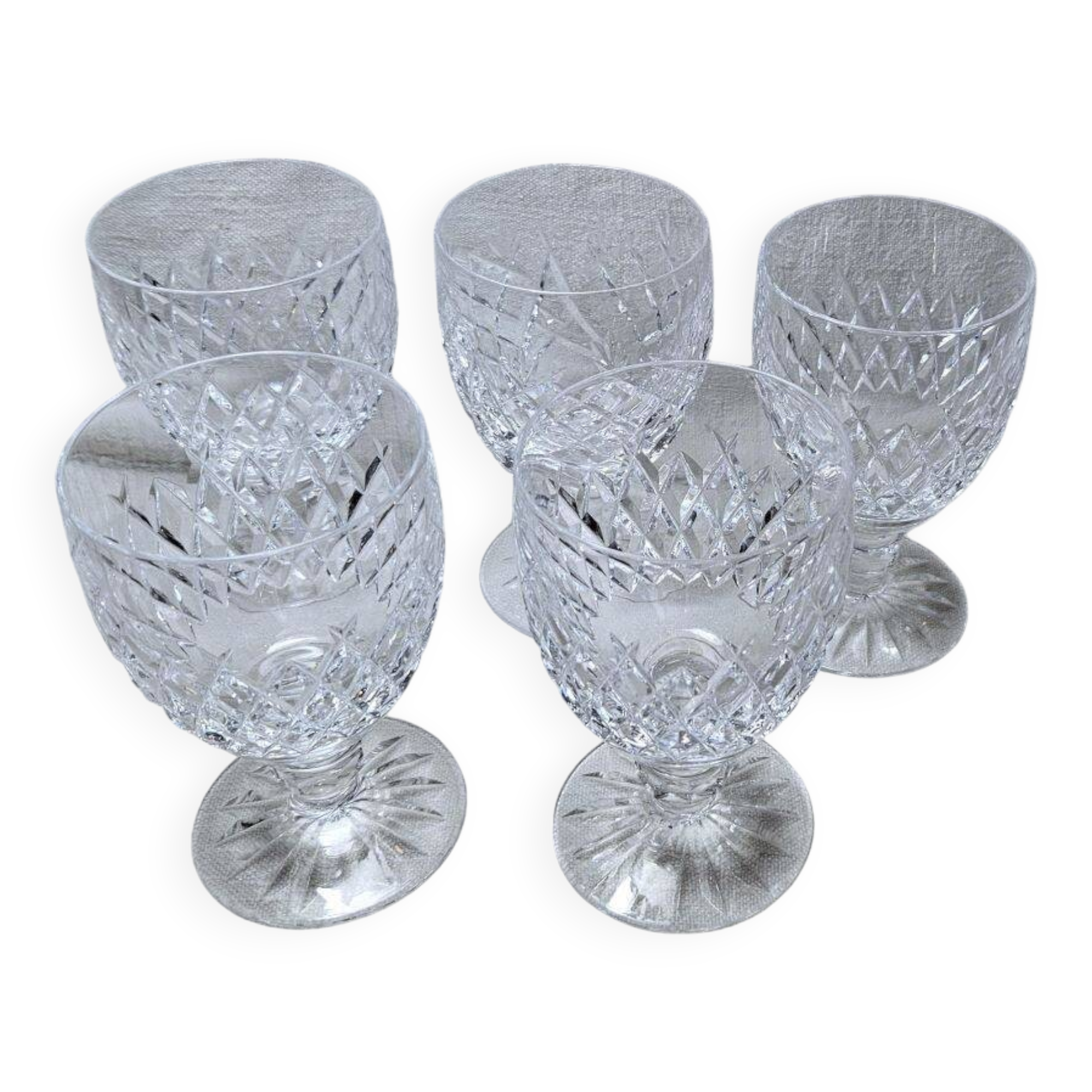 5 large waterford crystal wine glasses boyne pattern