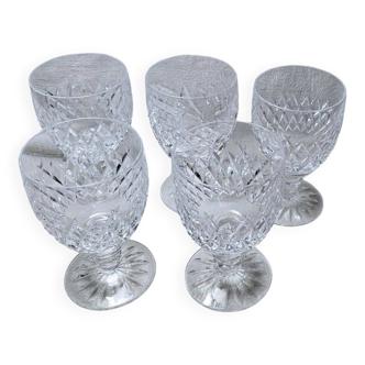 5 large waterford crystal wine glasses boyne pattern