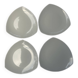 Set of 4 triangular dessert plates.