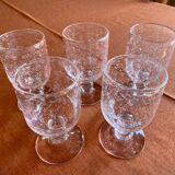 Set of 5 pink bubble glasses – Biot glassware – vintage** Pretty lo