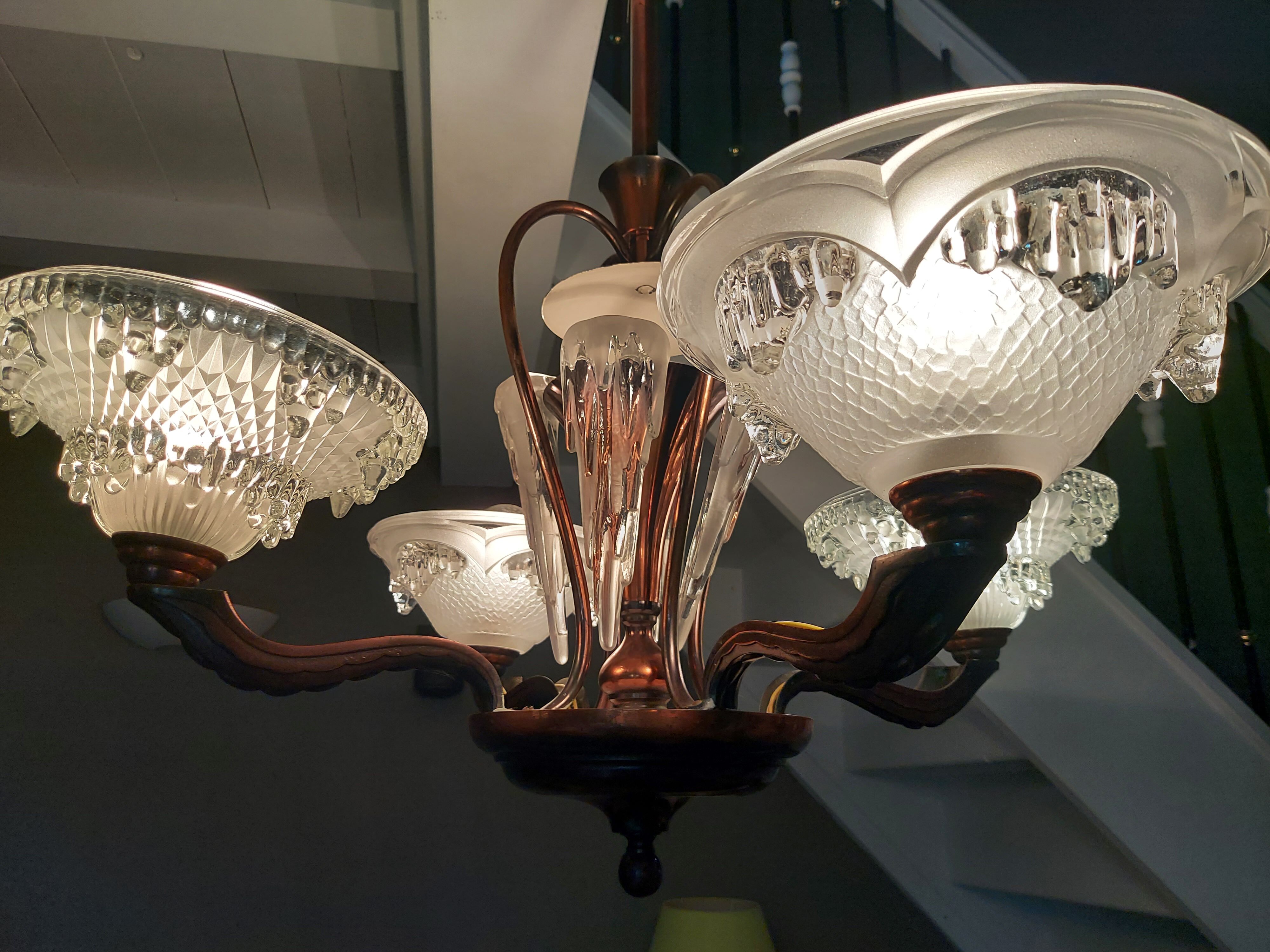 Vintage Art Deco chandelier 1950s