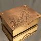 German compartmentalized stamp box early twentieth GHG Gesch holly leaf