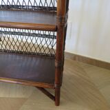 Bookcase - Bibus - 3 levels - woven rattan - bamboo - Vintage - 70s