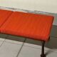 Colourful wooden bench with fabric, 1960s
