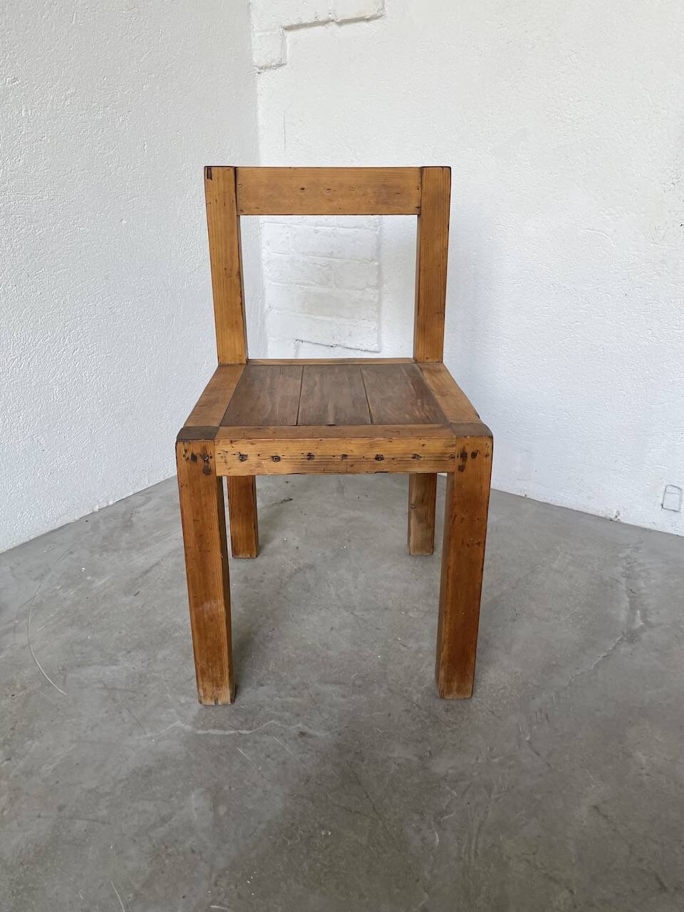 Brutalist pine chair