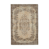 Tapis beige turc noué à la main des années 1980 204 cm x 310 cm