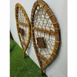 Pair of wooden snowshoes